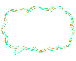 ステンドグラス風吹き出し　三角形模様　細長い雲形