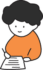 書類を書く人のゆるいイラスト
