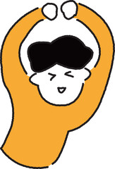 OKなひょうきんポーズの男の子のイラスト