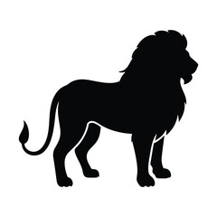 Silhouette of a lion vector on white background. Wild animals vector illustration.