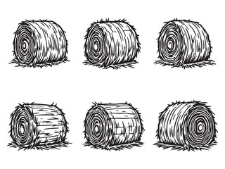 minimalistic hay bale line art design for stock images