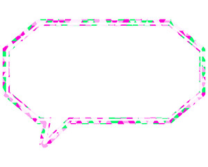 ステンドグラス風吹き出し　三角形模様　細長い八角形