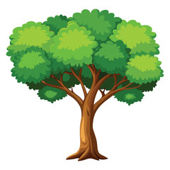 Realistic Tree Vector Illustration With Green Leaf