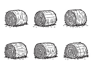 minimalistic hay bale line art design for stock images © Nazma Begum