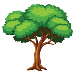 Realistic Tree Vector Illustration With Green Leaf