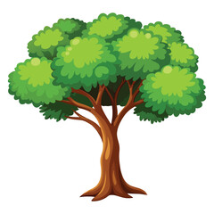 Realistic Tree Vector Illustration With Green Leaf