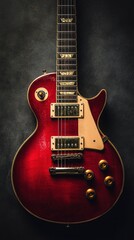 Red Guitar on Dark Background
