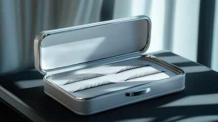 Metallic eyelash box with individual lashes inside