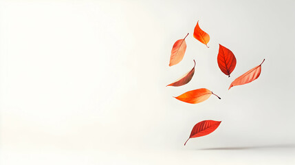 Minimalist autumn scene showcasing falling leaves on a soft gradient background