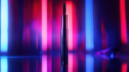 Modern makeup applicator in vibrant neon light