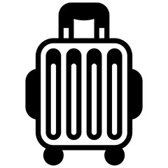 Suitcase. Outlined stroke vector icon with black-filled details.