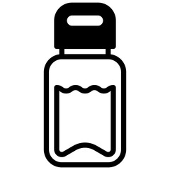 Reusable water bottle. Outlined stroke vector icon with black-filled details.