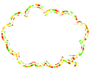 ステンドグラス風吹き出し　三角形模様　丸みのある雲形