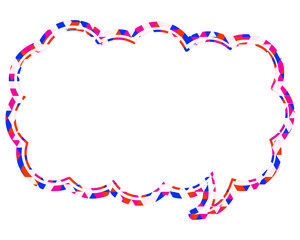 ステンドグラス風吹き出し　三角形模様　細長い雲形