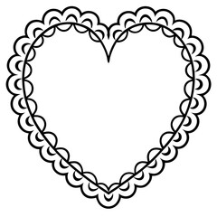 Delicate Heart Line Art with Lace Patterns
