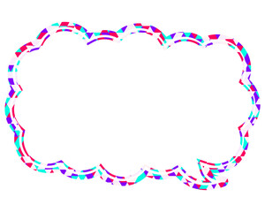 ステンドグラス風吹き出し　三角形模様　細長い雲形