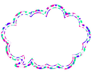 ステンドグラス風吹き出し　三角形模様　丸みのある雲形