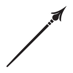 Hunting Spear silhouette, used for precision and survival – Spear illustration – Minimalist Spear vector – Weapon silhouette

