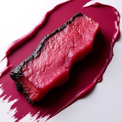 Fototapeta premium Grilled steak culinary art kitchen food photography minimalist close-up gourmet presentation