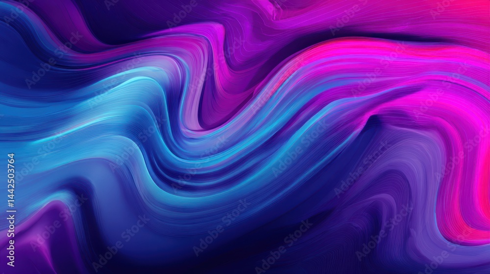 Poster energetic abstract background featuring vivid flowing waves and high-contrast colors, designed for d