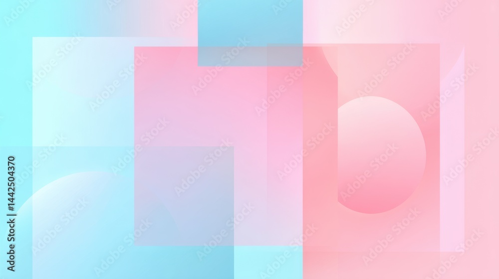 Poster minimalist pastel abstract background with soft gradients and geometric shapes, ideal for trendy, st