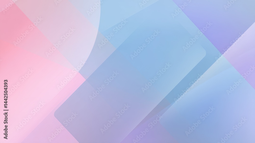 Aufkleber minimalist geometric abstract background with soft gradients, pastel tones of blue and pink, clean m