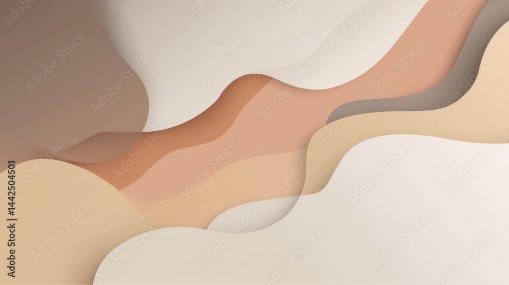 Poster Soft neutral abstract background with minimal gradients and organic forms, ideal for modern corporate slides and branding.