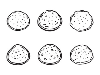 Simple and Elegant Line Art of Traditional Bhatura Bread 