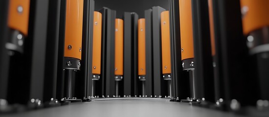 Obraz premium Modern Orange and Black Cylindrical Structures