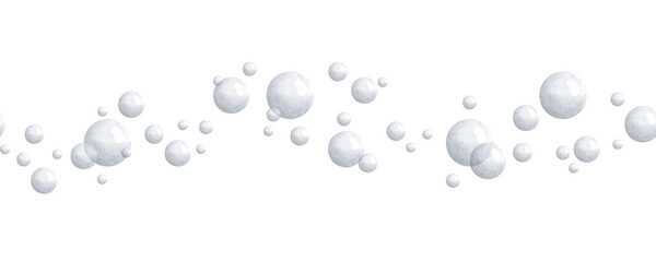 Under the sea. Watercolor hand-drawn horizontal border with bubbles. Sea-themed seamless pattern. Cute cartoon print for kids.