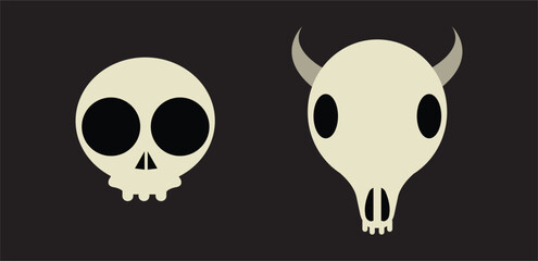 Set of skulls with expressions