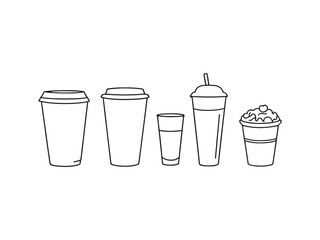 simple disposable cup line drawing vector graphic illustration
