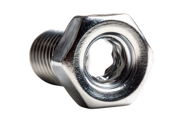 Closeup Of Shiny Metal Bolt And Nut On Transparent Background