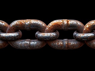 Fototapeta premium Rusty chain links against black