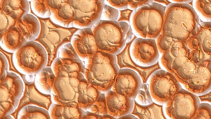 Golden Bronze Copper Bubble Texture – Metallic Abstract Background with 3D Liquid Cells