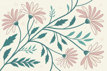 Seamless Daisy Floral Pattern With Light Pastel Tones
