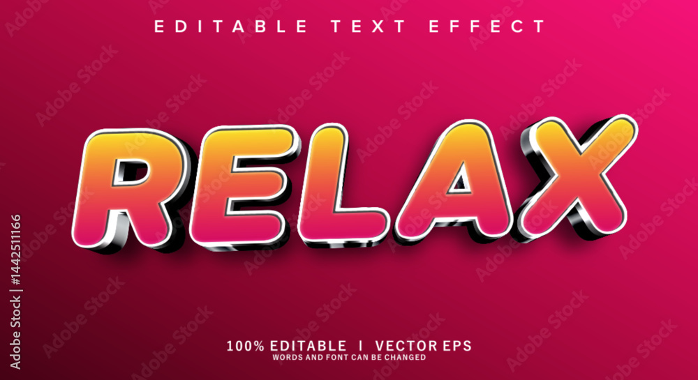 Poster relax 3d vector text effect with modern style design