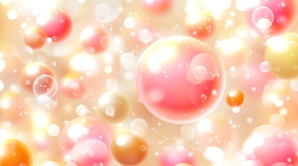 Abstract spheres, soft pastel colors, bokeh effect