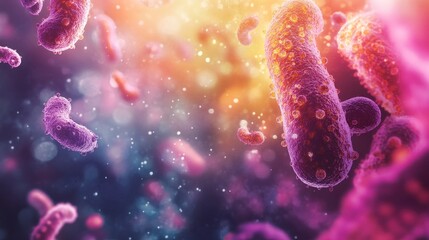 Microscopic bacteria in vibrant colors
