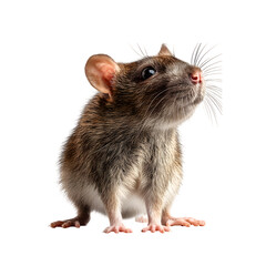 Adorable Brown Rat Posing Against White Background Perfect for Pet Rodent Theme