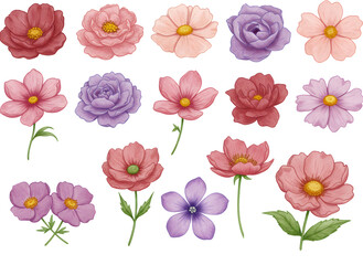 可憐な淡色花束 水彩風イラスト