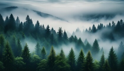 Amazing mystical rising fog forest trees landscape in black forest ( Schwarzwald ) Germany  (4)