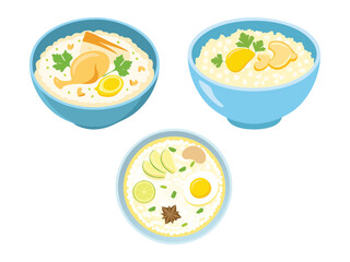 vector illustration of a filipino food Arroz Caldo (Rice Porridge with Chicken and Ginger)
