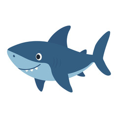 Cute Smiling Cartoon Blue Shark Illustration
