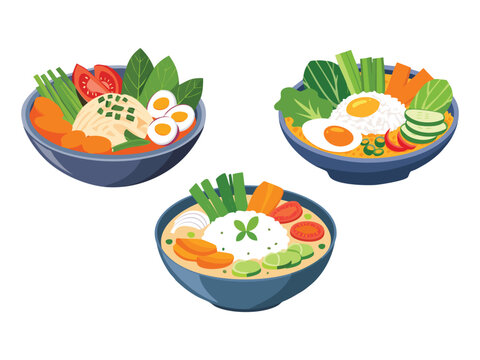 vector illustration of a filipino food Pakbet Ilocano (Vegetables with Bagoong Isda)