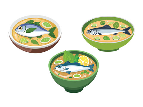 vector illustration of a filipino food Paksiw na Isda (Fish Stewed in Vinegar)