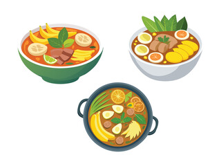 vector illustration of a filipino food Pochero (Filipino Stew with Meat, Saba Bananas, and Vegetables)