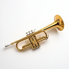 Obraz premium Gold Trumpet on White Background