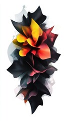 A vibrant abstract floral design featuring bold colors and flowing shapes.
