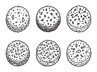 simple line art falafel logo vector with vegetables and bread 